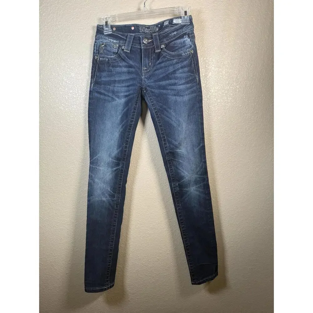 Miss Me Skinny Jeans Womens‎ Size 27 Embellished Rhinestone Signature Rise